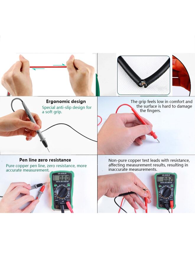 يُسلِّم جهاز قياس رقمي متعدد الوظائف، 2000 عد، مزود بمقياس فولتميتر تيار مستمر/متردد ومقياس أوم/فولت/أمبير، يقيس الجهد والتيار والمقاومة والثنائيات واستمرارية التيار لمقابس الكهرباء المنزلية واختبار بطاريات السيارات - Image 5